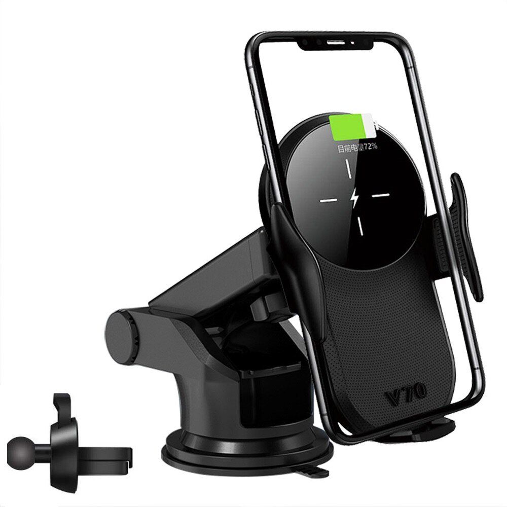 15w qi draadloze oplader autohouder intelligente infrarood voor ventilatieroostermontage autotelefoonhouder draadloze autolader voor iphone 12 pro: Met zuignap