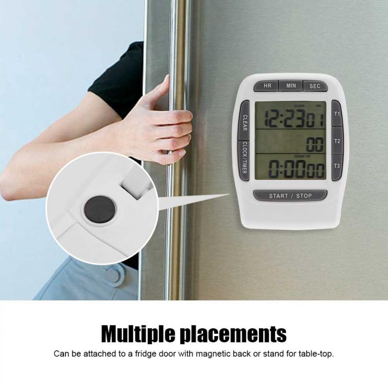 Digital Multi-channel Kitchen Timer 3 Channels LCD Timer Accurate Cooking Timer Count Up Countdown Alarm Kitchen Tools