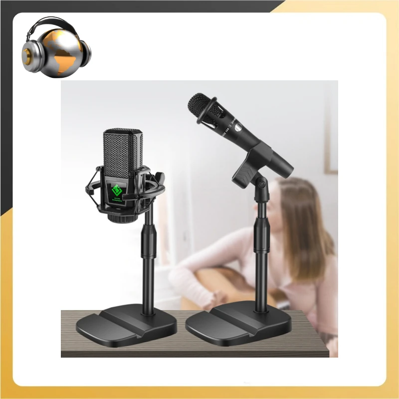 Soporte de micrófono ligero, trípode de escritorio, soporte de mesa portátil, Clip, soporte de micrófono ajustable con Kit de Base multiusos