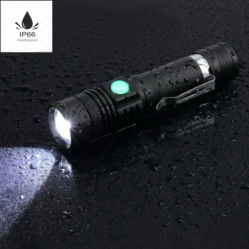 Linterna LED ultrabrillante con XP-L V6, lámpara LED ultrabrillante de XP-L V6, con cuentas, a prueba de agua con zoom, 4 modos de iluminación, carga USB multifunción