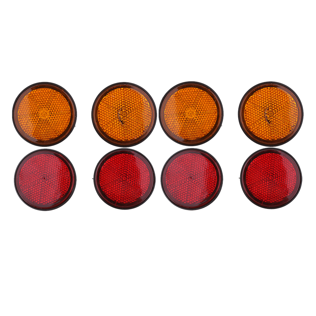 4Pairs Motorcycle Round Reflector 2 Inch Stud Mounted Amber Red &amp; Orange