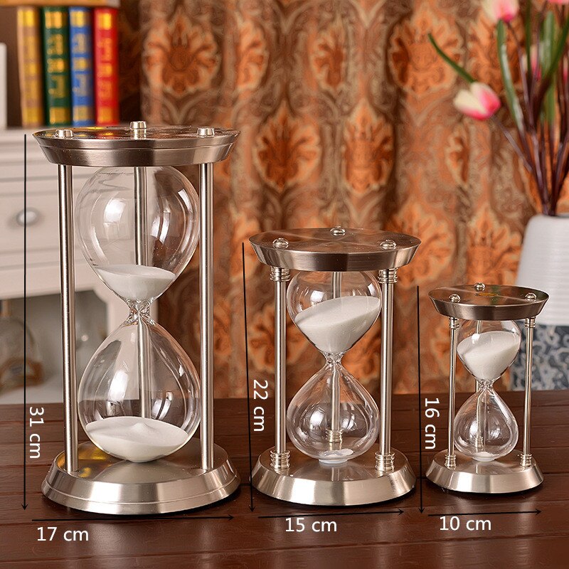 European Metal Hourglass Timer Clock Sand Metal+glass Decorative Sand Hourglasses Sand Sand Timer for Desktop Decoration
