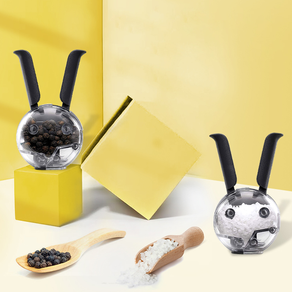 Portable Salt and Pepper Grinder Mini Manual Spice Grinder Multifunctional Kitchen Tools Black Rabbit Ears Abrader