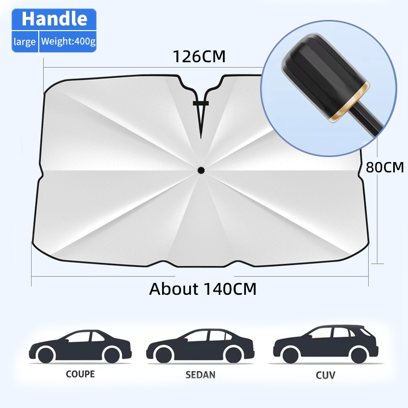 Karcle Auto Voor Parasol Zonnescherm Pull Ring Paraplu Voor Voorruit Auto Opvouwbare Parasol Covers Auto Parasol Paraplu: Black