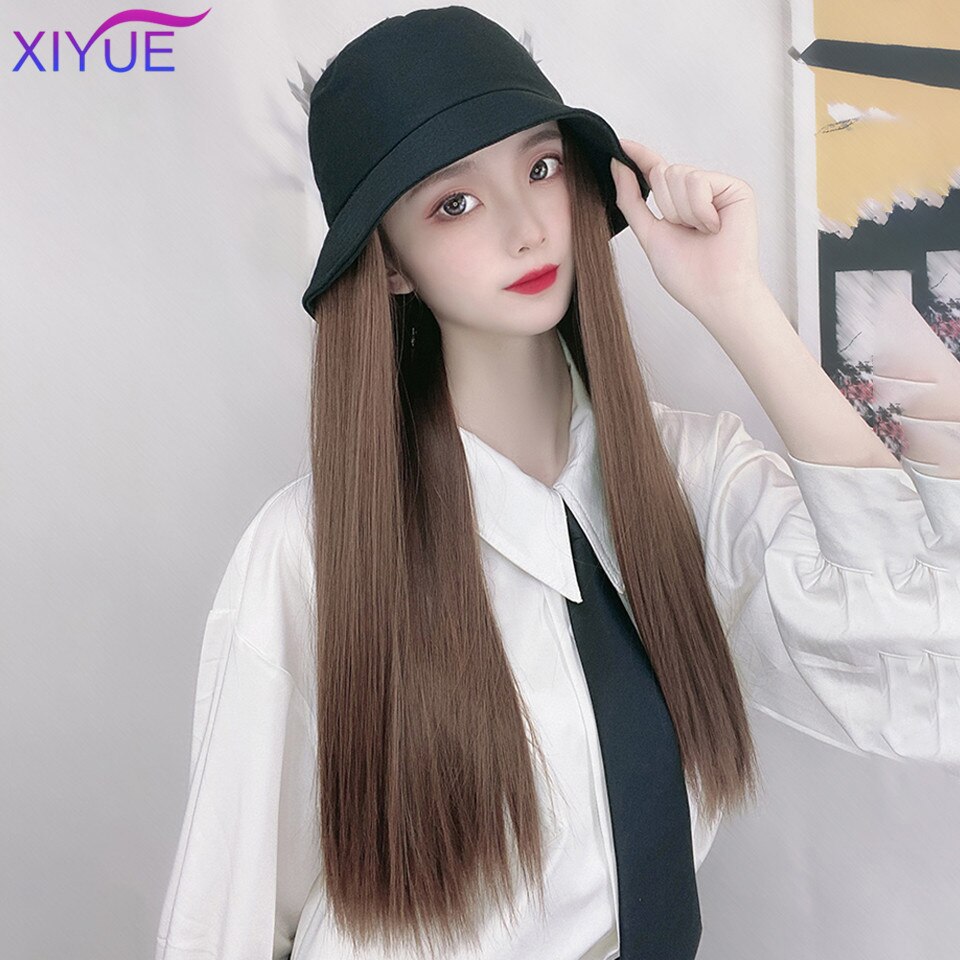 Longue ligne droite coiffure en couches bandeau demi tête couverture clavicule cheveux synthétiques Extensions de cheveux chapeau cheveux naturel postiche