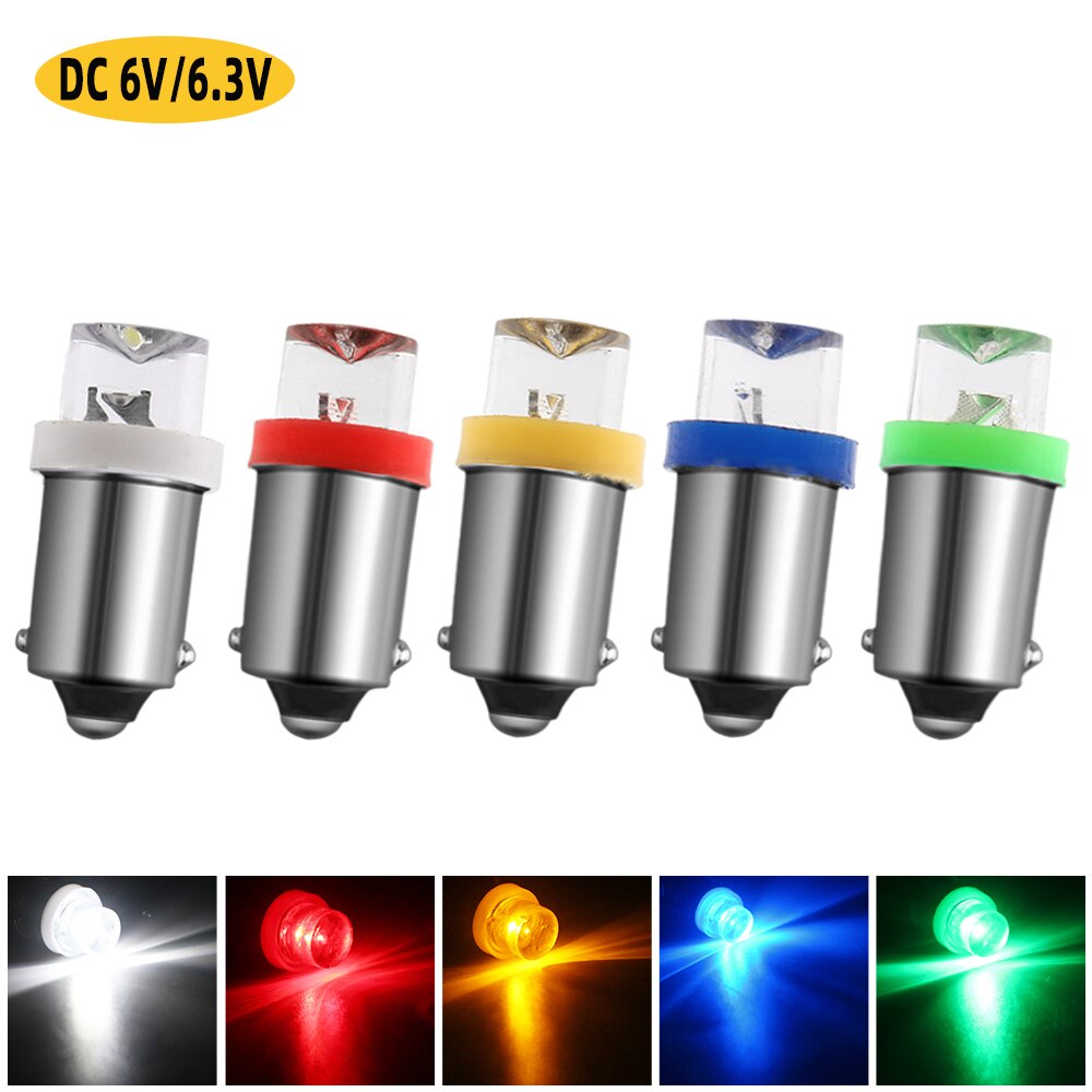 20Pcs Dc 6V 6.3V 44 47 BA9S Led Gloeilamp T4W T11 Pinball Game Machine Lichten Wit blauw Rood Amber Groen Auto Indicator Bollen