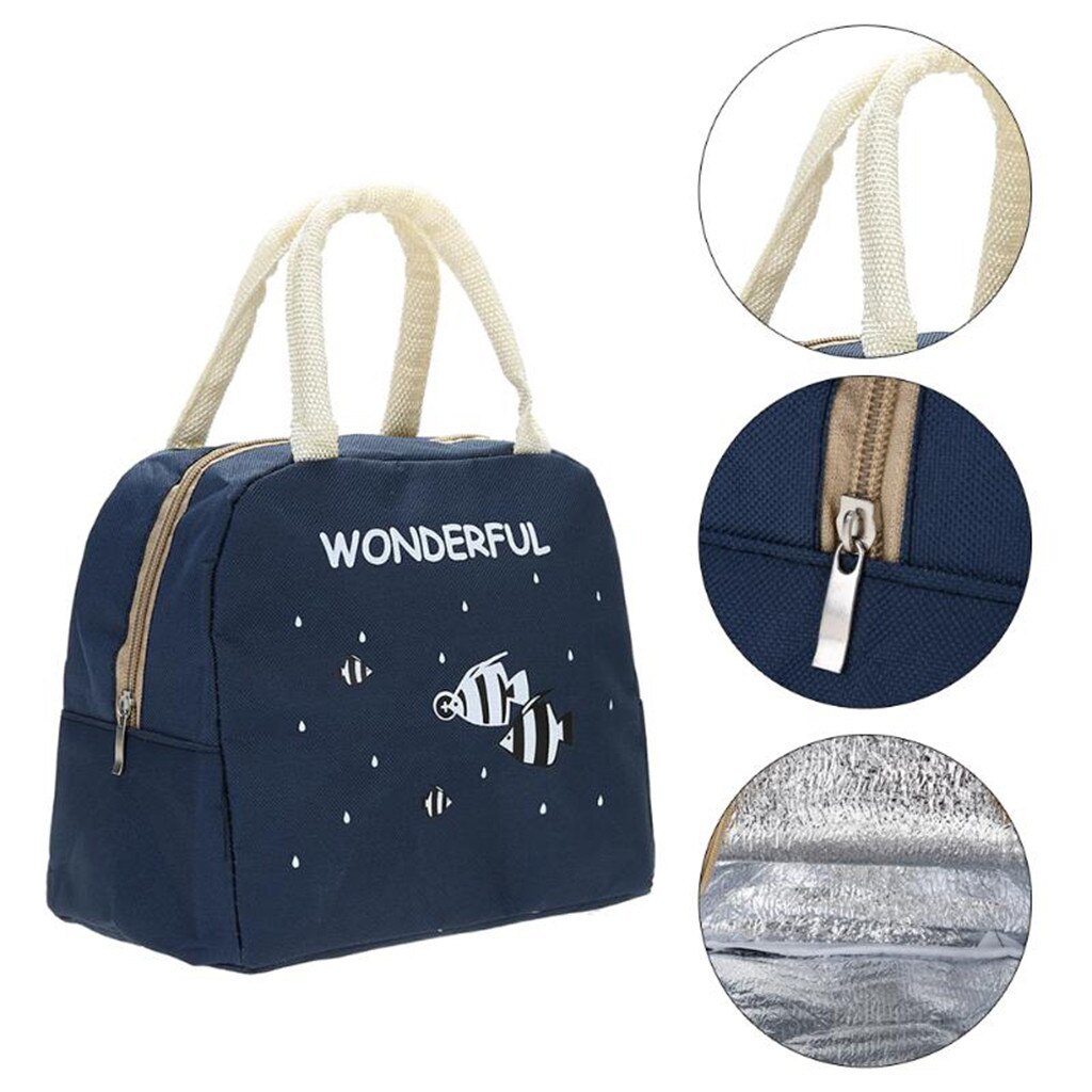 Cartoon Cute Insulated Lunch Bag Portable Thickening Thermal Lunch Bags Women Work Picnic Food Milk Fruit Portable Handbags