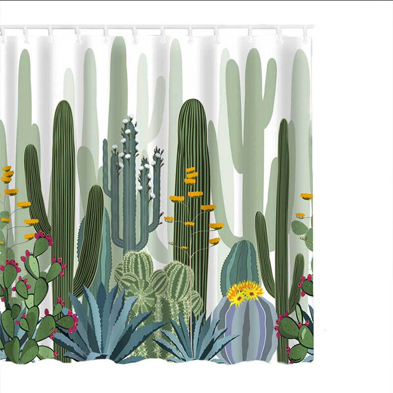 1pc 180 x 180cm gröna blad utskrift duschdraperi bearroom moderna naturliga växtmönster polyester badrumsgardiner: X