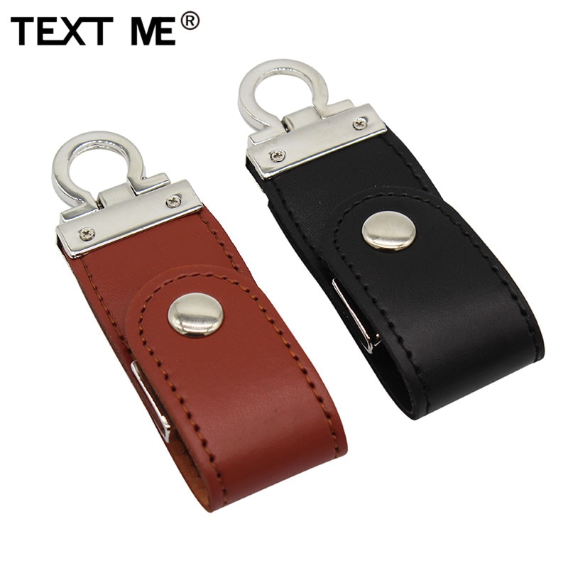 TEKST ME pendrive bruin zwart leer met sleutelhanger 4GB 8GB 16GB 32GB 64GB stijl usb flash drive usb 2.0 usb stick