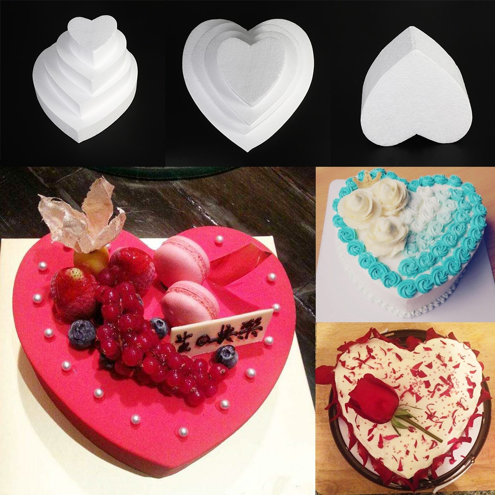 Molde de poliestireno con forma de corazón para hacer manualidades, molde de espuma para Tartas, accesorios de cocina para fiestas, 4/6/8/10 pulgadas