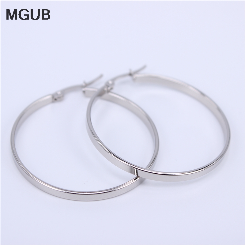 MGUB diámetro 30MM-60MM de joyería de acero inoxidable grandes pendientes de aro de cristal círculo dorado pendientes para las mujeres LH505