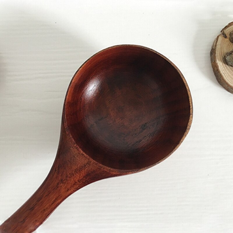 Japanese Wood Rice Spoon Water Scoop Wine Scoop Large Wooden Spoon Multifunction Wooden Round Water Dice