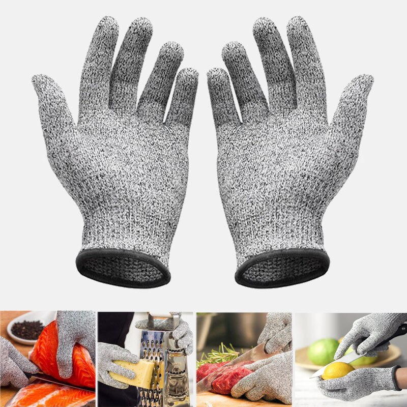 5 sikkerhedsskæresikre handsker mod skærebeskyttelse gmg grå hppe ansi anti-cut niveau arbejdshandsker sikkerhedshandsker køkken magiske handsker
