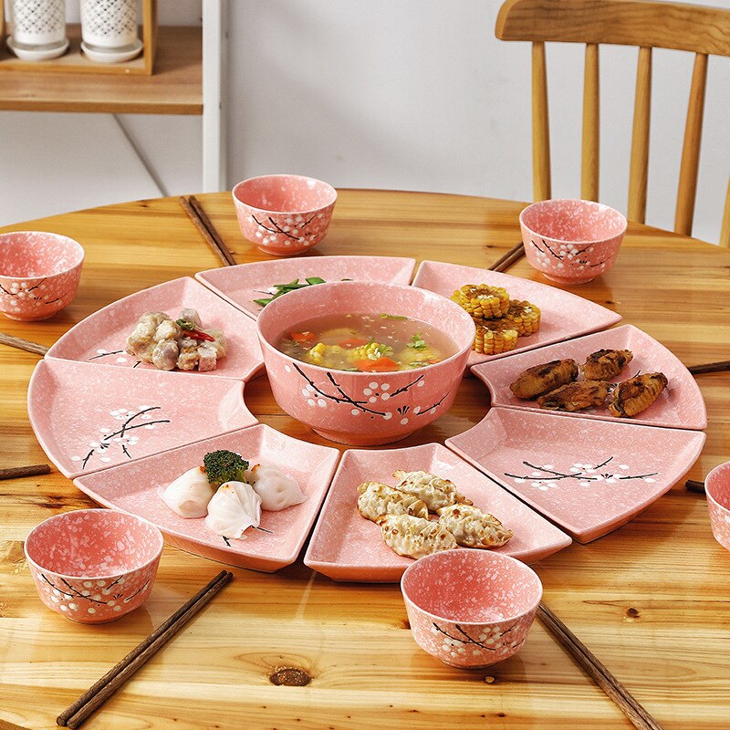 Reunion Platter Family Dinner Plates Hotel Seafood Ceramic Platter Brine Pendulum Plate Combination Box Plate Sets Dishes