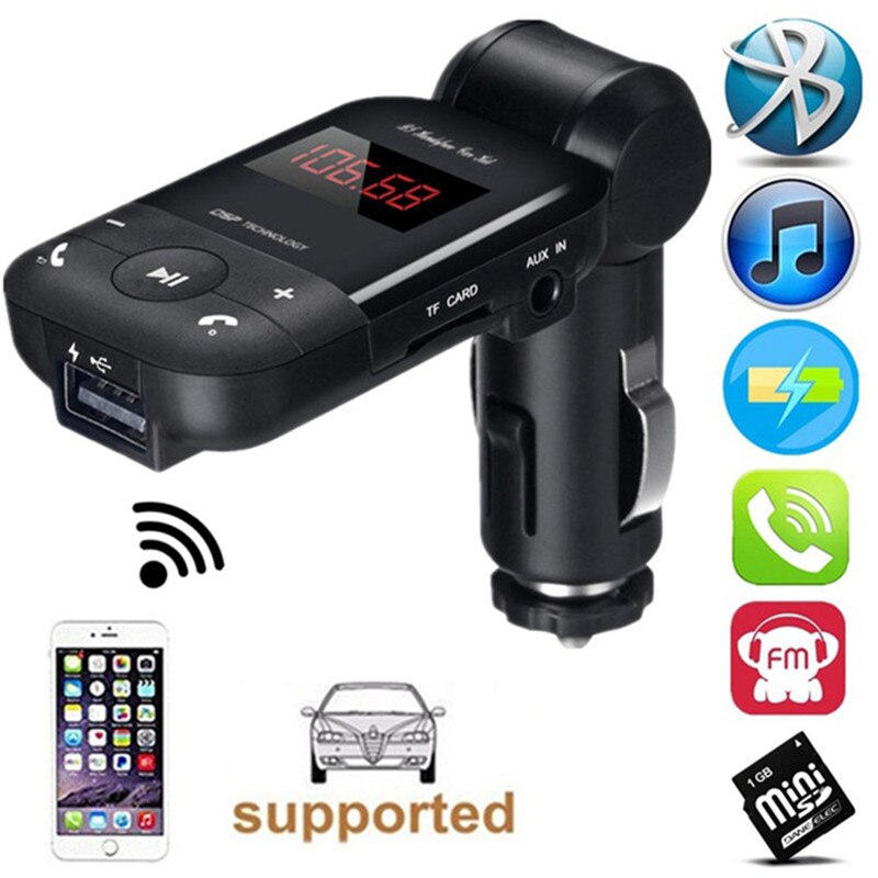 Draadloze Handsfree Kit MP3 Muziek Speler Auto Bluetooth Fm-zender Ondersteuning Tf Card Portable Usb Charger Fm Modulator #264338