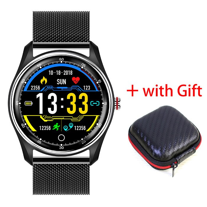 MX9 smart watch voor Zwemmen Smart armband ECG Touch-Screen Bloeddruk Hart-Rate IP68 Waterdicht: Steel black