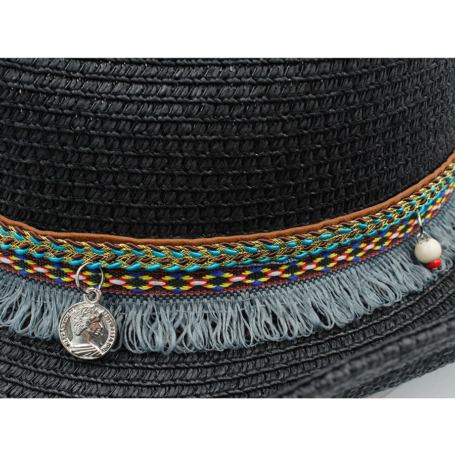 Sommer kvinners menns hule vestlige cowboyhatt til herre vestlig ord cowgirl jazz lokk stråStrand solhatt med håndarbeid