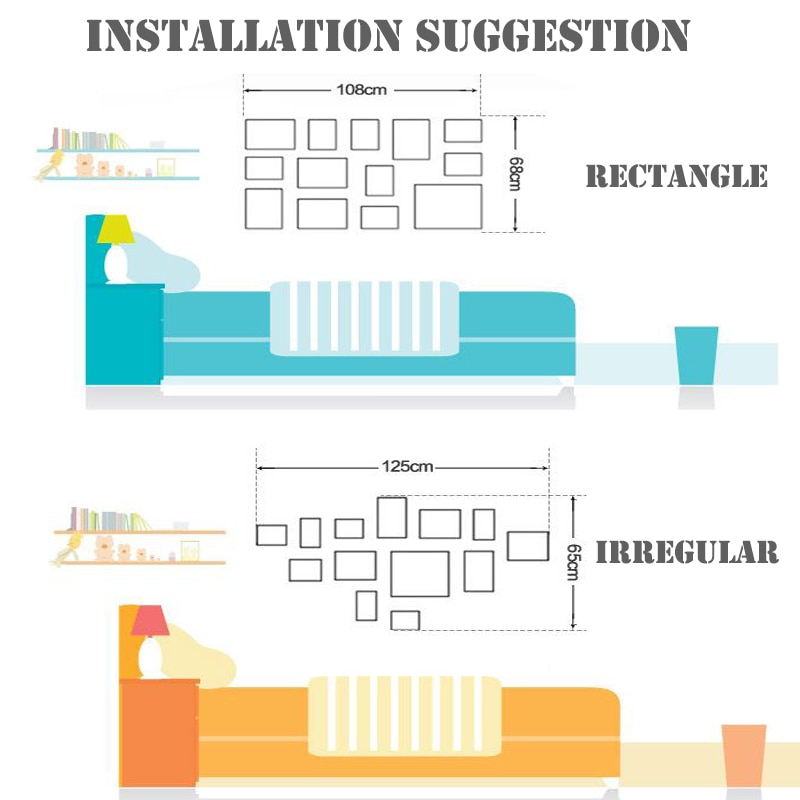 13Pcs/set Wall Hanging Photo Combination Frame Set Bedroom Living Room Wall Decoration Art Home Decor Family Picture Display