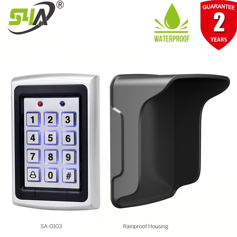 S4A RFID Metal Access Control Keypad Outdoor Door Opener Electronic Lock System with Keychains and Waterproof Rainproof Cover: E