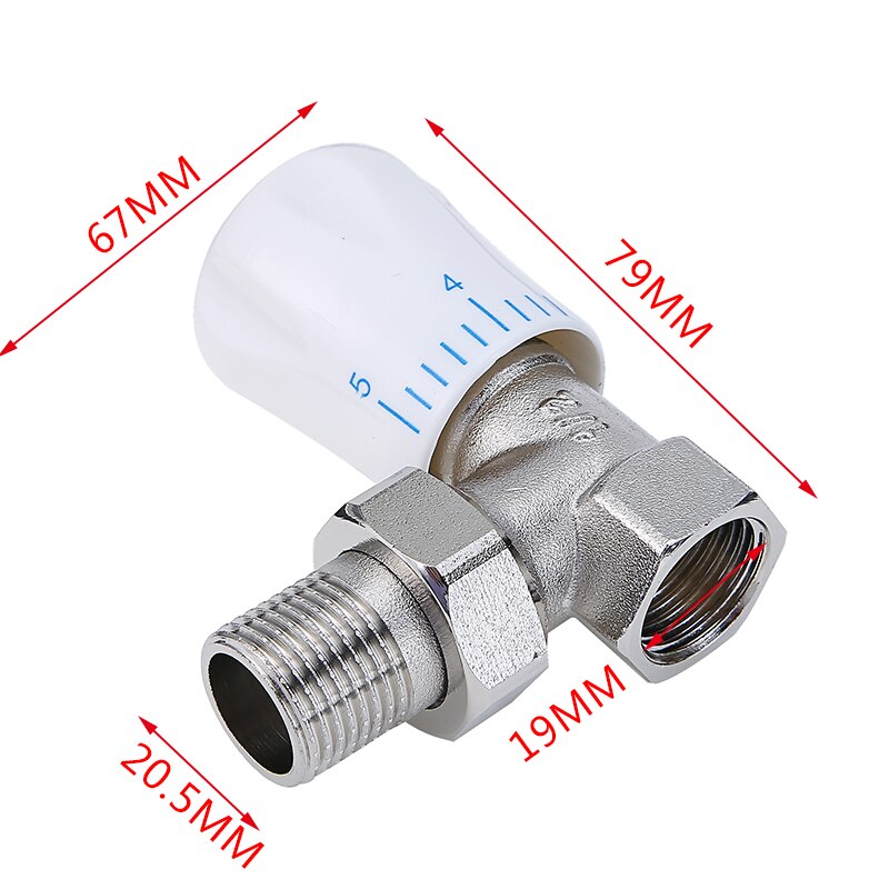 2Pcs Thermostatic Radiator Valve 15mmx1/2" Angled Temperature Control Valve Chrome For Floor Heating Valve Copper