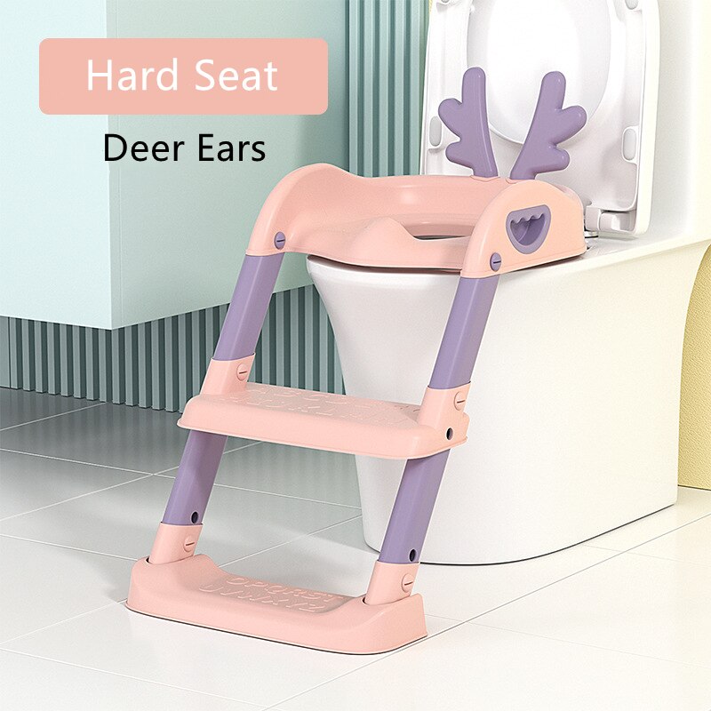 Kinderen Wc Trap-Stijl Jongens Meisjes Baby Ladder Vouwen Pot Met Kussen Kids Huishoudelijke Potje Urinoir Verstelbare Stap kruk: Pink Hard Seat C