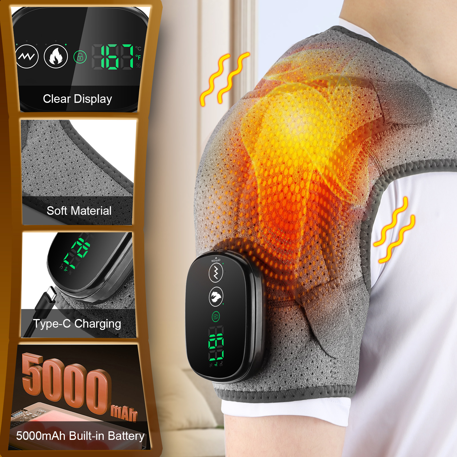 Aquecimento elétrico ombro massageador vibração ombro joelheira 2 em 1 massagem blets mais quente aquecido almofadas de relaxamento muscular