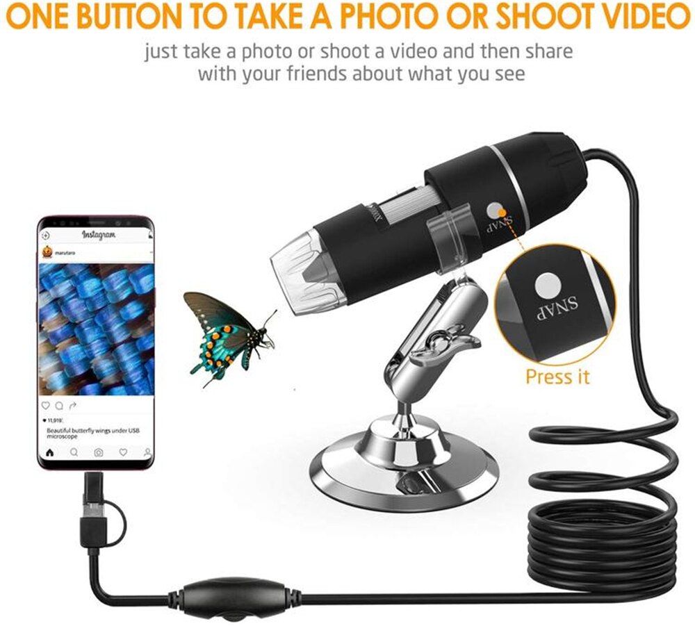 1000X 3 in 1 USB 8LED Microscope Handheld Portable Digital Microscope Magnifier Electronic Stereo Endoscope Camera