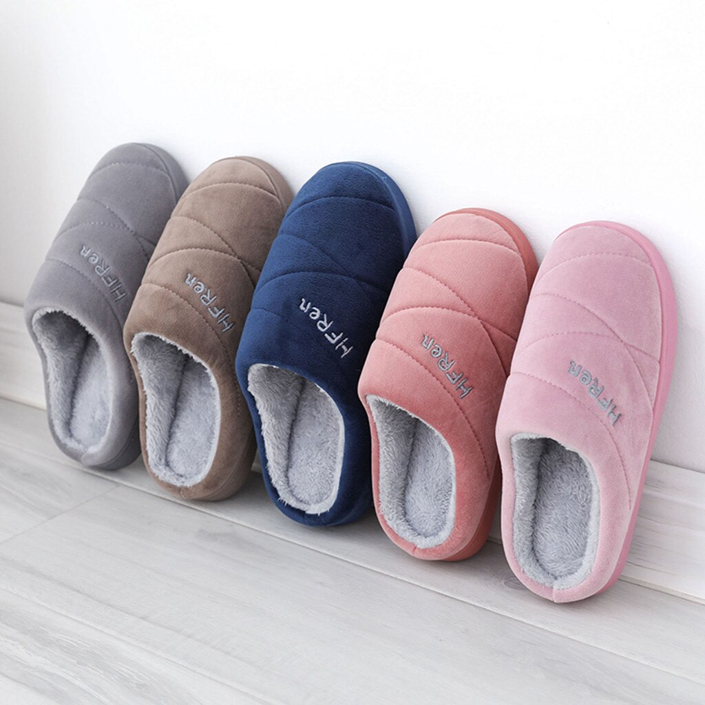 Women Indoor Slippers Short Plush Winter Autumn Flat Shoes Female Home Bedroom Slides Gray Slip On Female House Floor Slippers