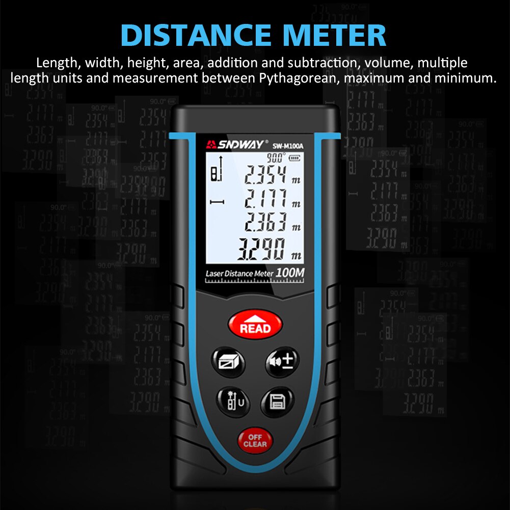 Range Finder Backlit Tool Battery-powered Electronic 50m 70m 80m 100m 120m Distance Meter High Accuracy Ruler Portable Handheld