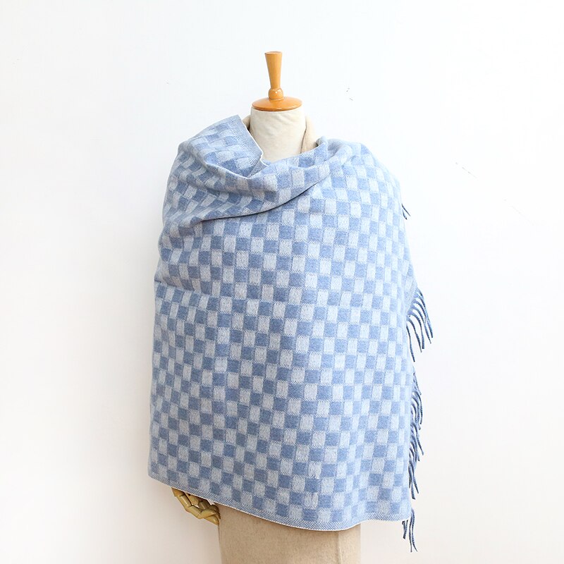 Jesienno-zimowa damska szalik w kratkę moda damska szale szerokie kraty długi szal koc robić owijania ciepły Tippet