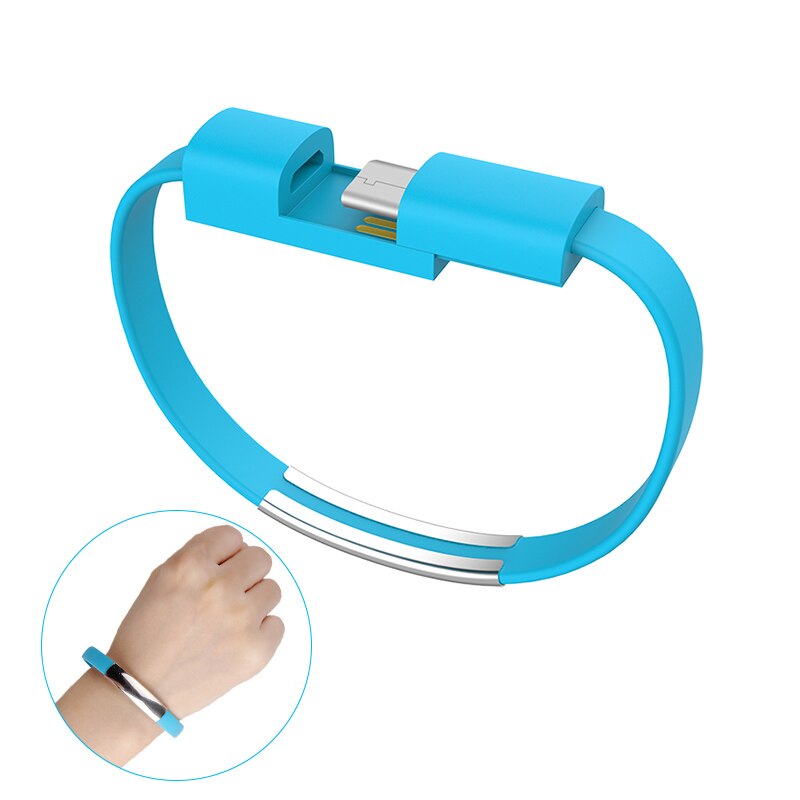 OLAF Type C Armband kabel Mobiele Telefoon kabels usb Opladen Data Cord Voor Samsung s8 s9 s10 Huwei P30 C type-C korte usb-kabel: Blue