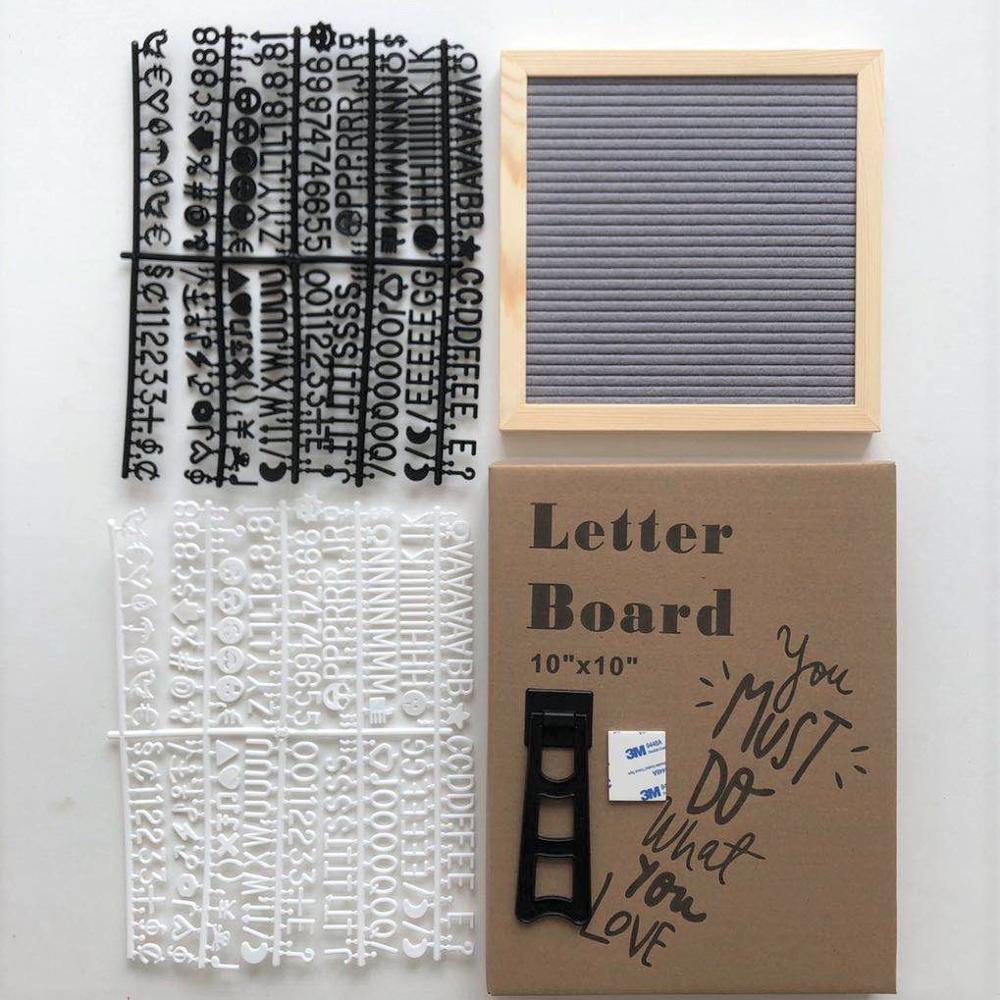 Felt Letter Board Wooden Frame Message Board Letter Changeable Symbol Bulletin Presentation Office Home Decorative Boards Crafts: dark grey