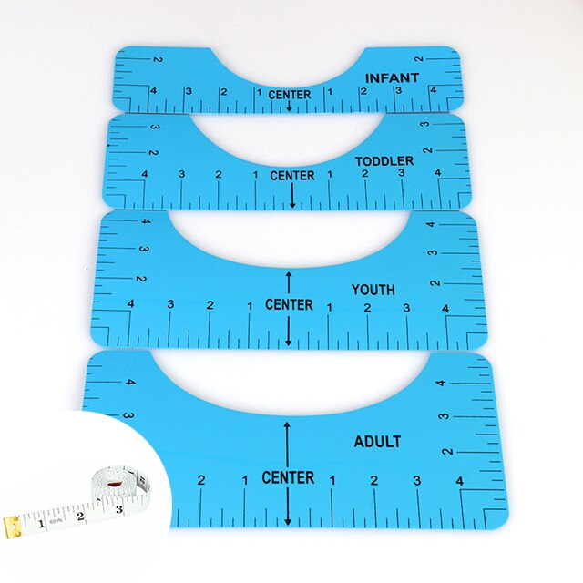 5 stk/sæt t-shirt lineal guide til påføring og sublimering guide stof t-shirt måle lineal gør-det-selv-udkast-værktøj skabelon