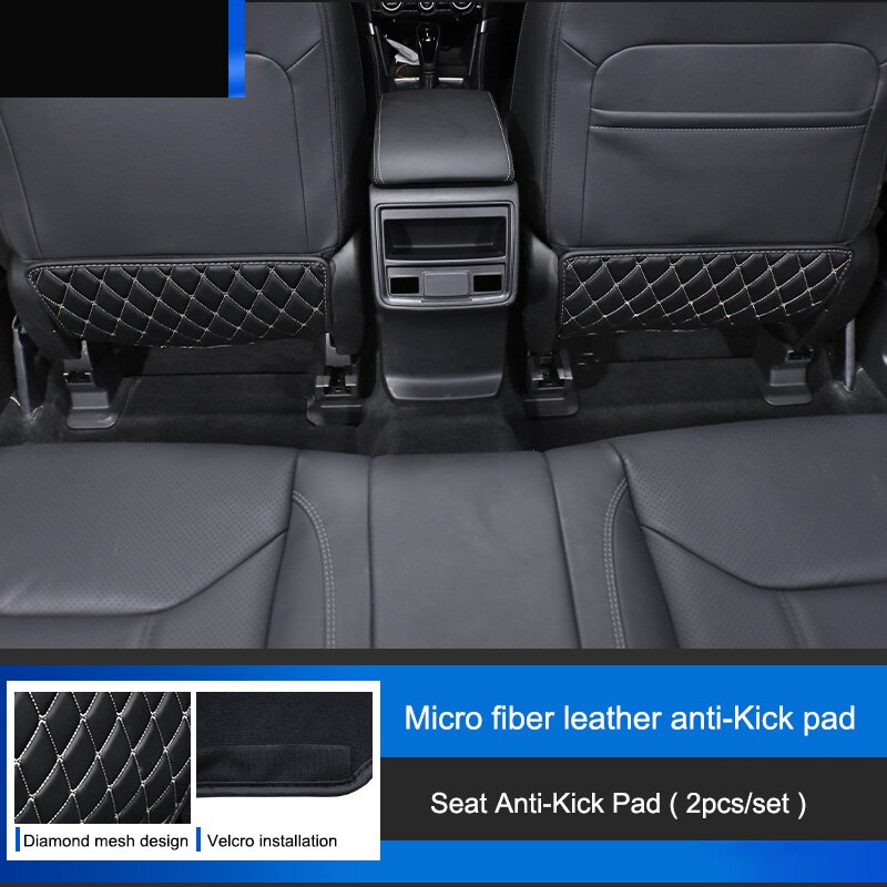 QHCP-alfombrilla de microfibra de cuero para asiento de coche, antipatadas, reposabrazos, almohadilla antipatadas para niños, poste B, pilar para Subaru Forester 19-22, estilo de coche: Seat Black A