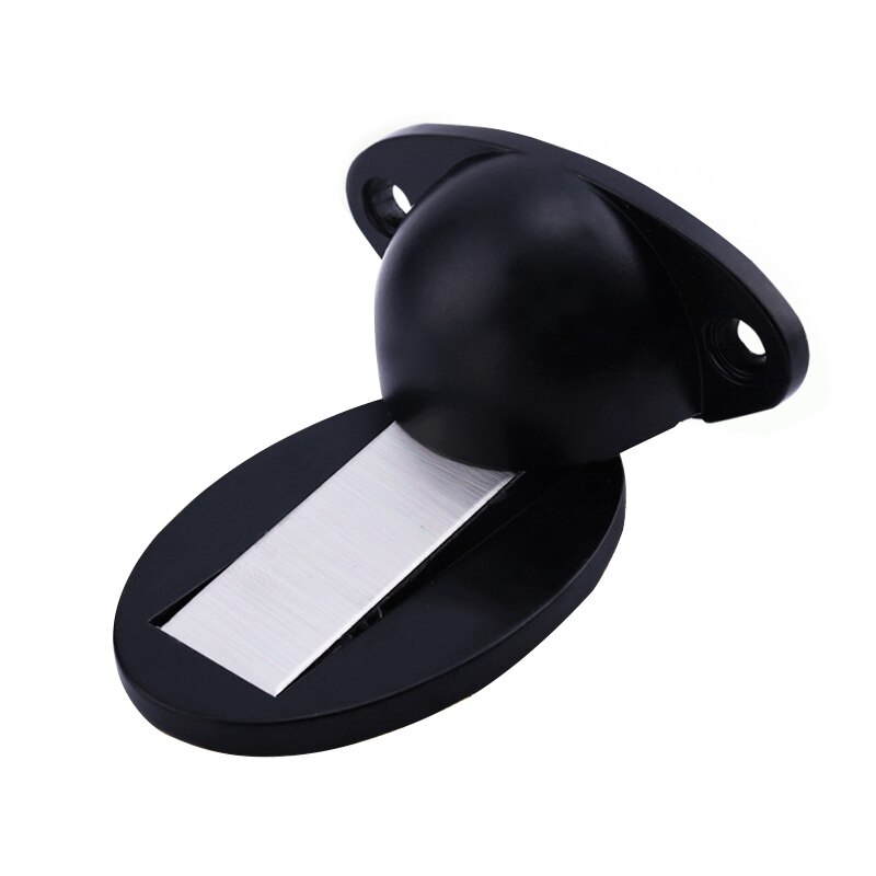 Powerful Magnetic Door Stopper Doorstop Wall Floor Mount Stainless Steel Safety Door Holder Stopper Home Hardware: circular 2 black
