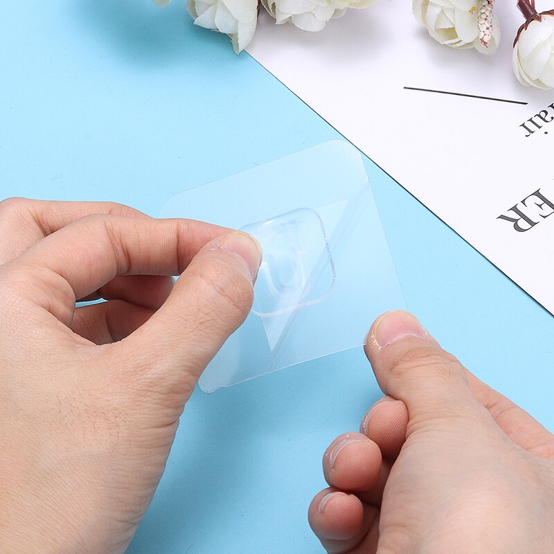 10 paires Transparent Double face adhésif crochets mur porte métal fort adhésif crochets pour la vie à la maison suspendus accessoire