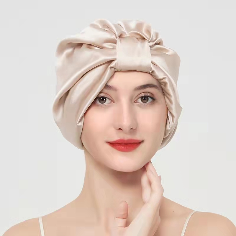 Luxury 100 Mulberry Silk Hair Bonnets For Women 19 Momme Pure Silk Turban For Sleeping Cap Double Layer Silk Curly Hair Headwrap