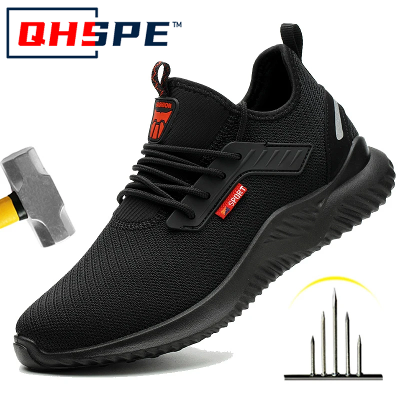 Zapatillas de trabajo con punta de acero para hombre, zapatos de seguridad, botas de trabajo a prueba de perforaciones, calzado Indestructible de