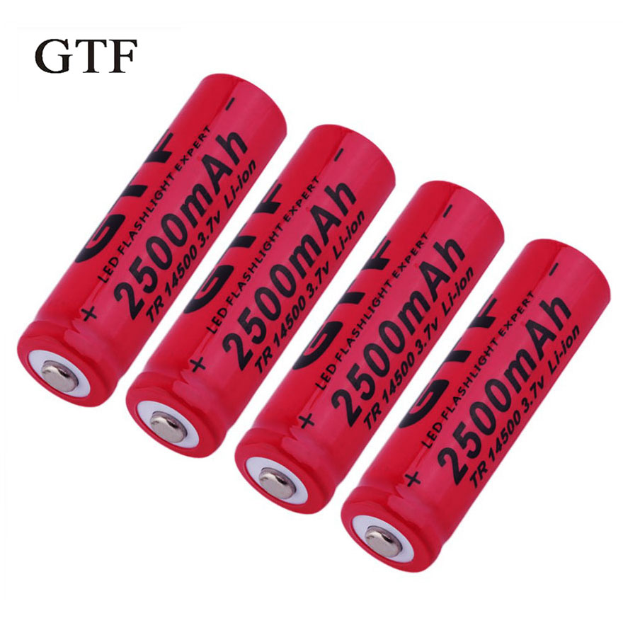 Gtf 14500 Lithium Batterij 3.7V 2500Mah 14500 Aa Oplaadbare Li-Ion Batterij Voor Led Zaklamp Speelgoed Klok Camera Afstandsbediening controle