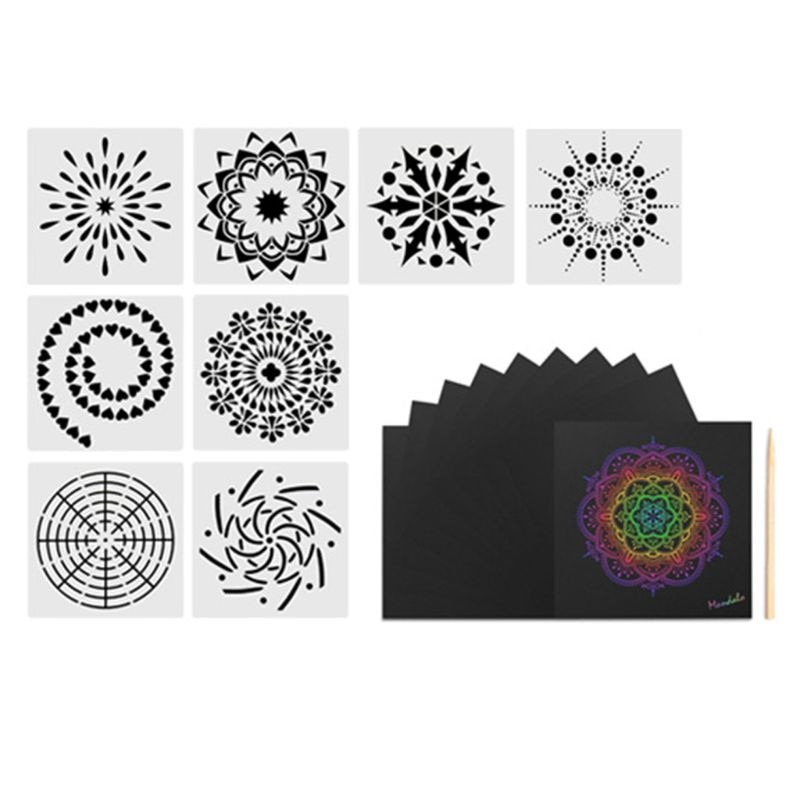 47 teile/satz Mandala Punktierung Werkzeuge für Malerei Felsen Stein Stift Schablone Schablone Pinsel Tablett Bausatz