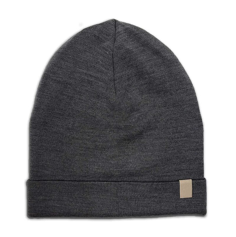 Unisex Merino Wol Manchet Beanie Hoed 100% Merino Wol Ridge Manchet Wol Beanie 2 Laag Warme Wollen Muts Mannen Vrouwen beanie Cap: Black Heather