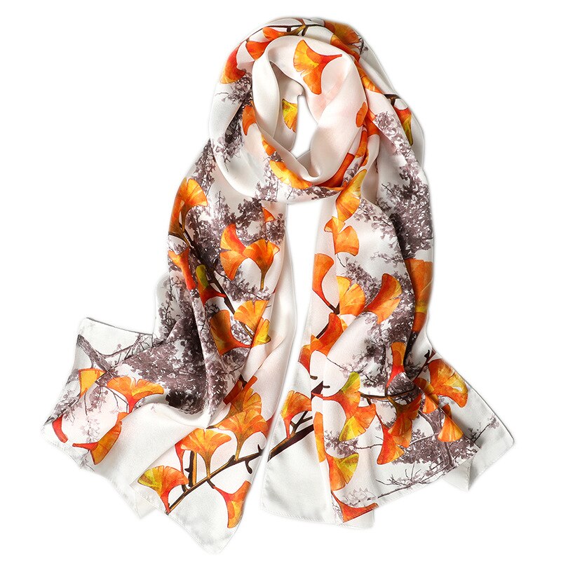 Silketørklæde kvinder blomster og fugle mønster sjaler wrap dame lang blød pashmina foulard femme vinter tørklæde