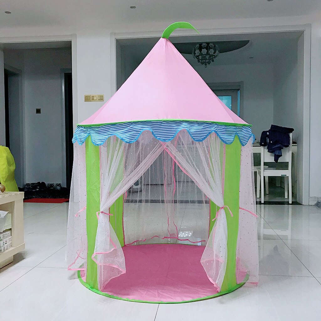 Pink Castle Play Tent Kids Children Indoor Outdoor Playhouse with Storage Bag, 104cm x 140 cm