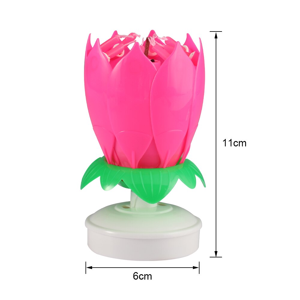 1/2/5Pcs Kaars Lotus Bloem Roterende Gelukkige Verjaardag Muzikale Kaars Party Diy Cake Decoratie Kaarsen Voor kinderen: Pink