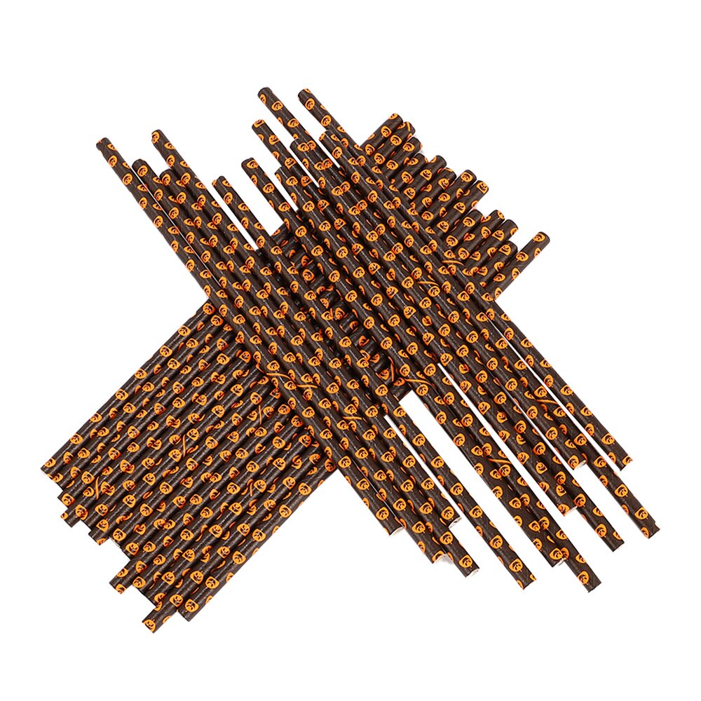 125 stuks wegwerpbare lichtgewicht drinkrietjes, papieren rietjes, feestbenodigdheden voor halloween