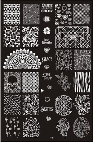Plaques d&#39;estampage pour ongles, 14.5x9.5cm, 1 x tampon mixte en acier inoxydable, modèle pour Nail Art, outils de manucure: 10