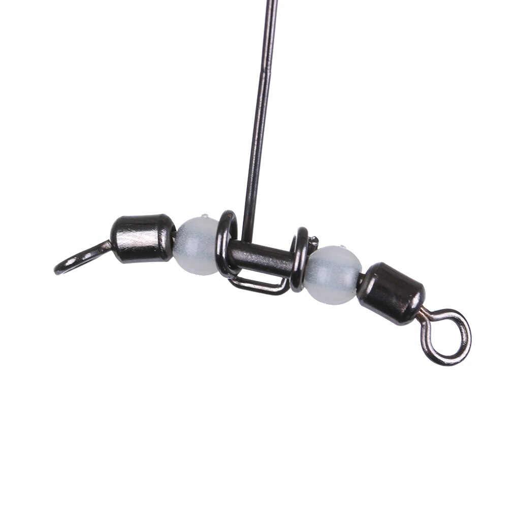 5Pcs Luminous T-Shape Fishing Swivels 3 Way Connector Rolling Swivel With Pearl Trident Wivels Bearing Splitter Brass Barrel