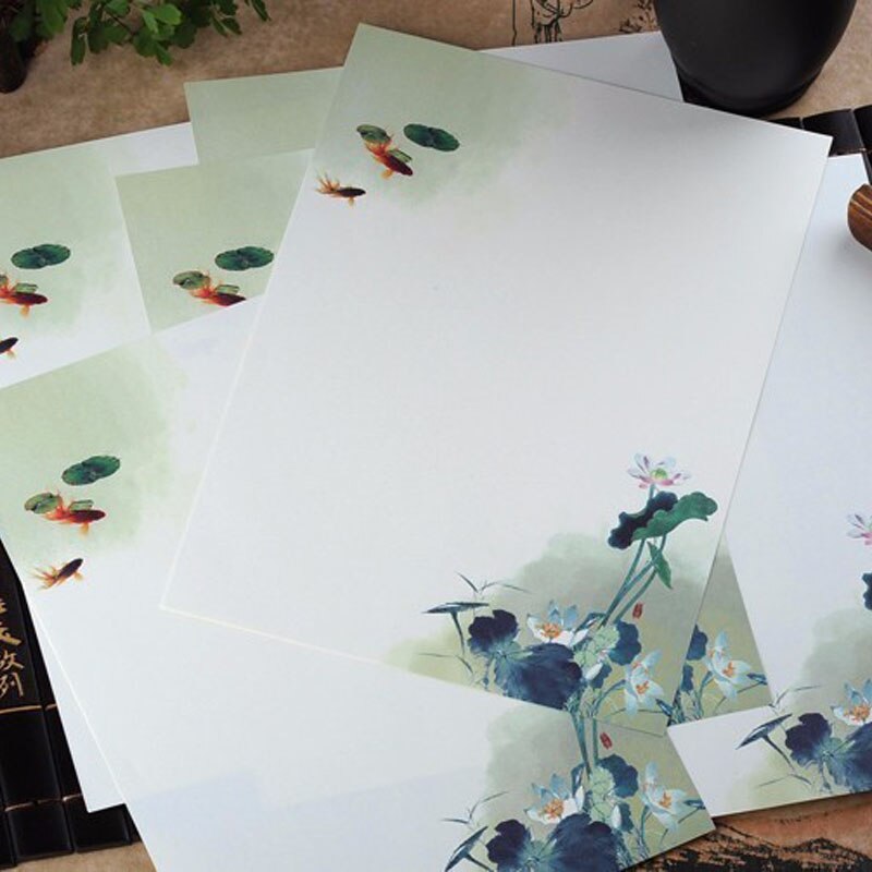 8 Teile/los Vielzahl Jahrgang Chinesischen Stil Umschlag Papier SchöNe Blume knapp Papier Für freundlicher Schreibwaren: 4.Grün Lotus
