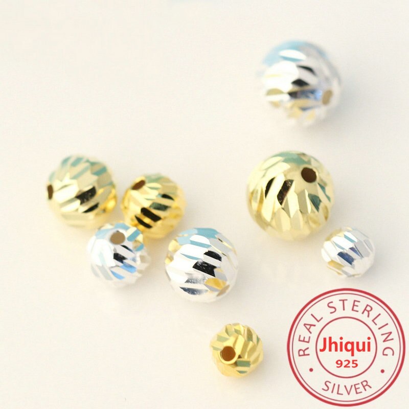 925 Sterling Argento Poliedrico Branelli Rotondi Del Distanziatore Perline per Collana Del Braccialetto Diy Branelli Allentati Gioielleria Raffinata Che Fanno