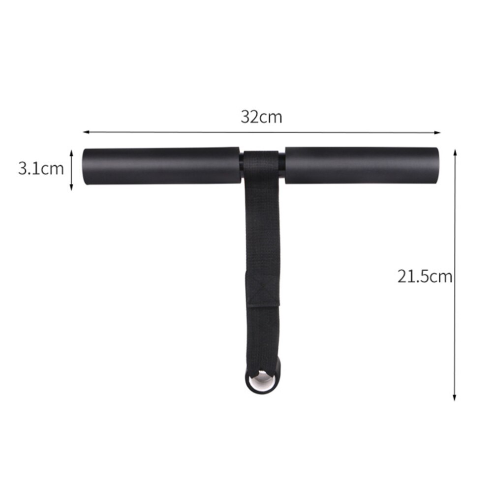 Household Fitness Equipment Sit-up Assist Simple T Shape Belt Bar Sit-up Assist Device Sit-Up Abdominal Trainer (Black)